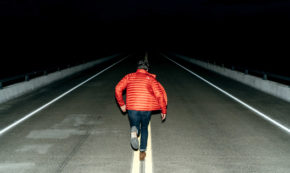 Man running down road
