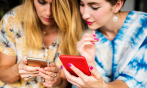 Women with phones