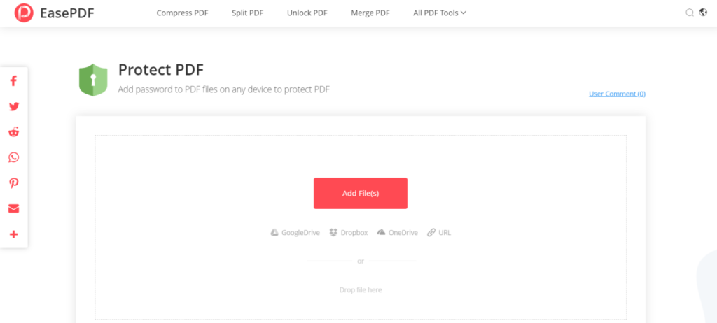 EasePDF Protect PDF Add File