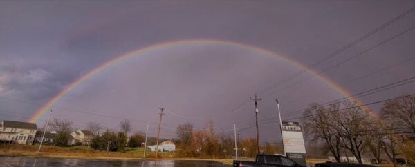 full rainbow over Gettysburg