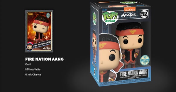 avatar legends, fire nation anng, grail, tv show, animated, nft, press release, nickelodeon, droppp, funko