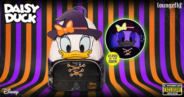 mini backpack, daisy witch, halloween, glow in the dark, exclusive, press release, entertainment earth, loungefly