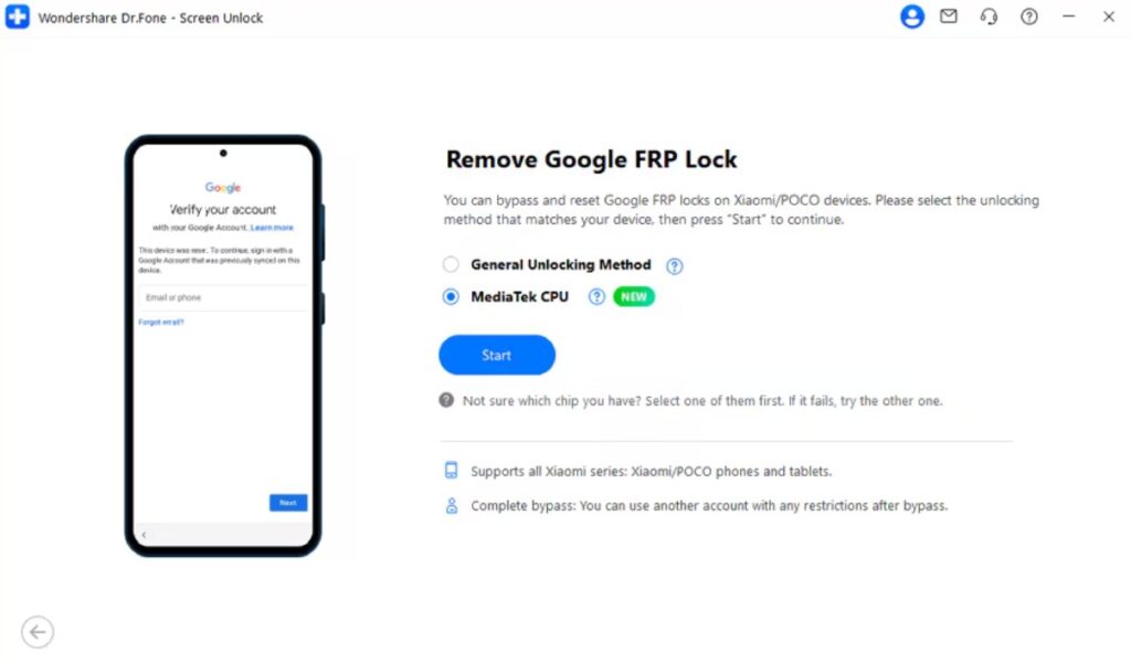 choose bypass frp method