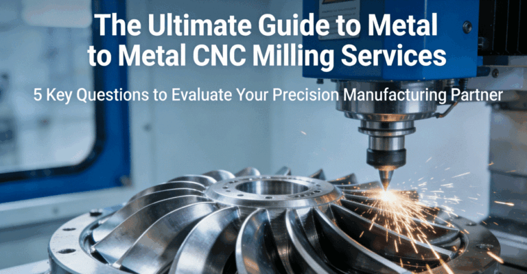 axis CNC milling machine precision machining a complex aerospace component from a metal block, spark flying.